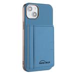 For iPhone 13 Solid Color Horizontal Magnetic Card Bag RFID MagSafe Phone Case(Baby Blue)