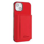 For iPhone 15 Plus Solid Color Horizontal Magnetic Card Bag RFID MagSafe Phone Case(Red)
