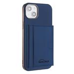For iPhone 15 Plus Solid Color Horizontal Magnetic Card Bag RFID MagSafe Phone Case(Dark Blue)