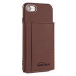 For iPhone 8 / 7 / 6 Solid Color Horizontal Magnetic Card Bag RFID MagSafe Phone Case(Brown)