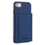 For iPhone 8 / 7 / 6 Solid Color Horizontal Magnetic Card Bag RFID MagSafe Phone Case(Dark Blue)