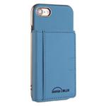 For iPhone 8 / 7 / 6 Solid Color Horizontal Magnetic Card Bag RFID MagSafe Phone Case(Baby Blue)