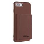 For iPhone 8 Plus / 7 Plus Solid Color Horizontal Magnetic Card Bag RFID MagSafe Phone Case(Brown)