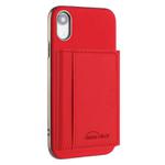 For iPhone XR Solid Color Horizontal Magnetic Card Bag RFID MagSafe Phone Case(Red)