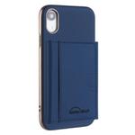 For iPhone XR Solid Color Horizontal Magnetic Card Bag RFID MagSafe Phone Case(Dark Blue)