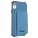 For iPhone XR Solid Color Horizontal Magnetic Card Bag RFID MagSafe Phone Case(Baby Blue)