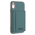 For iPhone XR Solid Color Horizontal Magnetic Card Bag RFID MagSafe Phone Case(Green)
