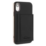For iPhone XR Solid Color Horizontal Magnetic Card Bag RFID MagSafe Phone Case(Black)