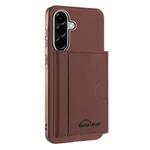 For Samsung Galaxy A56 Solid Color Horizontal Magnetic Card Bag RFID MagSafe Phone Case(Brown)