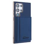 For Samsung Galaxy S23 Ultra 5G Solid Color Horizontal Magnetic Card Bag RFID MagSafe Phone Case(Dark Blue)
