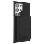 For Samsung Galaxy S23 Ultra 5G Solid Color Horizontal Magnetic Card Bag RFID MagSafe Phone Case(Black)