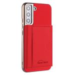 For Samsung Galaxy S21 5G Solid Color Horizontal Magnetic Card Bag RFID MagSafe Phone Case(Red)