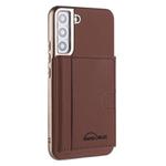For Samsung Galaxy S21 5G Solid Color Horizontal Magnetic Card Bag RFID MagSafe Phone Case(Brown)