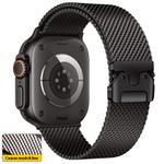 For Apple Watch 42mm / 41mm / 40mm / 38mm xDfind Umbrella Buckle Think Mesh Milanese Stainless Steel Watch Band(Black)