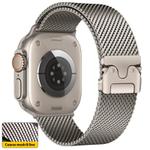For Apple Watch 42mm / 41mm / 40mm / 38mm xDfind Umbrella Buckle Think Mesh Milanese Stainless Steel Watch Band(Titanium Color)