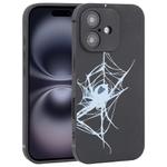 For iPhone 16 Graffiti Spider TPU Phone Case(Black Light Blue Spider)