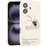 For iPhone 16 Graffiti Spider TPU Phone Case(Beige Black Spider)