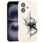 For iPhone 16 Graffiti Spider TPU Phone Case(Beige Blue Love Spider)