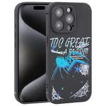 For iPhone 15 Pro Graffiti Spider TPU Phone Case(Black Dark Blue Spider)