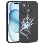 For iPhone 15 Plus Graffiti Spider TPU Phone Case(Black Light Blue Spider)