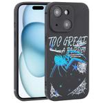 For iPhone 15 Plus Graffiti Spider TPU Phone Case(Black Dark Blue Spider)