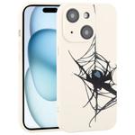 For iPhone 15 Plus Graffiti Spider TPU Phone Case(Beige Blue Love Spider)