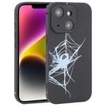 For iPhone 14 Plus Graffiti Spider TPU Phone Case(Black Light Blue Spider)