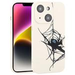For iPhone 14 Graffiti Spider TPU Phone Case(Beige Blue Love Spider)