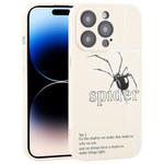 For iPhone 14 Pro Max Graffiti Spider TPU Phone Case(Beige Black Spider)