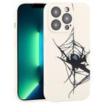 For iPhone 13 Pro Max Graffiti Spider TPU Phone Case(Beige Blue Love Spider)
