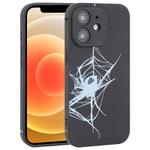 For iPhone 12 Graffiti Spider TPU Phone Case(Black Light Blue Spider)
