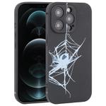 For iPhone 12 Pro Max Graffiti Spider TPU Phone Case(Black Light Blue Spider)