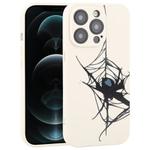 For iPhone 12 Pro Max Graffiti Spider TPU Phone Case(Beige Blue Love Spider)