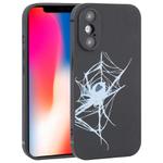 For iPhone XS / X Graffiti Spider TPU Phone Case(Black Light Blue Spider)