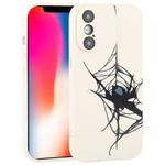For iPhone XS / X Graffiti Spider TPU Phone Case(Beige Blue Love Spider)