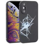 For iPhone XS Max Graffiti Spider TPU Phone Case(Black Light Blue Spider)
