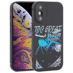 For iPhone XS Max Graffiti Spider TPU Phone Case(Black Dark Blue Spider)