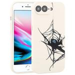 For iPhone 8 Plus / 7 Plus Graffiti Spider TPU Phone Case(Beige Blue Love Spider)