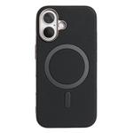 For iPhone 16 Solid Color Plating MagSafe Full Coverage Phone Case(Black)