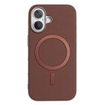 For iPhone 16 Solid Color Plating MagSafe Full Coverage Phone Case(Brown)