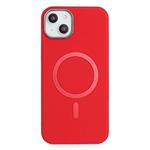 For iPhone 14 Solid Color Plating MagSafe Full Coverage Phone Case(Red)