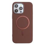 For iPhone 14 Pro Solid Color Plating MagSafe Full Coverage Phone Case(Brown)