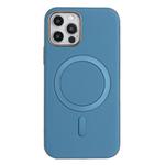 For iPhone 12 / 12 Pro Solid Color Plating MagSafe Full Coverage Phone Case(Baby Blue)