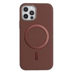 For iPhone 11 Pro Solid Color Plating MagSafe Full Coverage Phone Case(Brown)