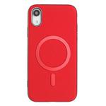 For iPhone XR Solid Color Plating MagSafe Full Coverage Phone Case(Red)