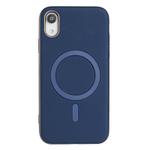 For iPhone XR Solid Color Plating MagSafe Full Coverage Phone Case(Dark Blue)