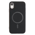 For iPhone XR Solid Color Plating MagSafe Full Coverage Phone Case(Black)