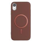 For iPhone XR Solid Color Plating MagSafe Full Coverage Phone Case(Brown)