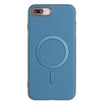 For iPhone 8 Plus / 7 Plus Solid Color Plating MagSafe Full Coverage Phone Case(Baby Blue)