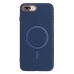 For iPhone 8 Plus / 7 Plus Solid Color Plating MagSafe Full Coverage Phone Case(Dark Blue)